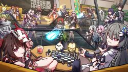 4boys 6+girls acheron_(honkai:_star_rail) ai-chan_(honkai_impact) ai_hyperion_lambda ai_hyperion_lambda_(chrono_navi) aqua_hair baseball_bat black_gloves black_hair blue_hair bronya_rand bronya_zaychik bronya_zaychik_(haxxor_bunny) bronya_zaychik_(silverwing:_n-ex) brown_hair cellphone closed_mouth dan_heng_(honkai:_star_rail) dan_heng_(hunt)_(honkai:_star_rail) dark_blue_hair elysia_(honkai_impact) firefly_(honkai:_star_rail) fox_mask fu_hua fu_hua_(garuda) gloves green_eyes grey_hair highres himeko_(honkai:_star_rail) holding holding_baseball_bat holding_phone homu_(honkai_impact) honkai:_star_rail honkai_(series) honkai_impact_3rd indoors jacket kiana_kaslana kiana_kaslana_(herrscher_of_finality) li_sushang long_hair long_sleeves looking_at_viewer lordly_trashcan_(honkai:_star_rail) luocha_(honkai:_star_rail) march_7th_(honkai:_star_rail) march_7th_(hunt)_(honkai:_star_rail) mask mask_on_head medium_hair mhunter_45 multiple_boys multiple_girls murata_himeko nuwa_(honkai_impact) open_clothes open_jacket otto_apocalypse parted_lips partially_fingerless_gloves phone pink_hair pom-pom_(honkai:_star_rail) ponytail raiden_mei raiden_mei_(apho) red_hair sampo_koski seele_(alter_ego) seele_(honkai:_star_rail) seele_vollerei short_sleeves silver_wolf_(honkai:_star_rail) single_glove sitting smartphone smile sparkle_(honkai:_star_rail) standing stelle_(honkai:_star_rail) sushang_(honkai:_star_rail) theresa_apocalypse theresa_apocalypse_(schicksal&#039;s_imperative) thighhighs tongue tongue_out trailblazer_(honkai:_star_rail) vita_(honkai_impact) welt_yang white_hair white_thighhighs