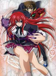 Rule 34 | 10s, 1boy, absurdres, brown hair, high school dxd, highres, hyoudou issei, long hair, official art, red hair, rias gremory