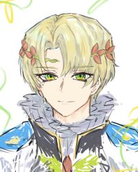 Rule 34 | 1boy, alfred (fire emblem), ascot, blonde hair, blue cape, cape, circlet, fire emblem, fire emblem engage, green eyes, looking at viewer, male focus, nintendo, prince, solo, tandemaushold2, yellow ascot