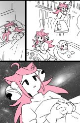 Rule 34 | 1girl, animal ears, cat ears, comic, highres, mad mew mew, magical girl, pink hair, translation request, undertale