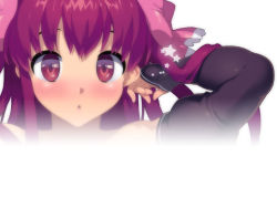 Rule 34 | adjusting hair, amane (dream c club), arms up, bow, close-up, detached sleeves, dream c club, dream c club (series), hair bow, ootomo takuji, red bow, red eyes, red hair, star (symbol), wallpaper