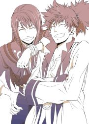 Rule 34 | 00s, 2boys, ayumiso, black hair, grin, long hair, male focus, manly, monochrome, multiple boys, ponytail, purple theme, raven (tales), smile, tales of (series), tales of vesperia, white background, yuri lowell