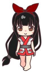 Rule 34 | 1girl, ainu clothes, alternate costume, black hair, breasts, brown eyes, chibi, feet, hair ribbon, highres, legs, long hair, looking at viewer, nakoruru, ribbon, samurai spirits, small breasts, smile, snk, solo, the king of fighters, thighs, very long hair, weapon