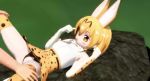Rule 34 | 10s, 1boy, 1girl, 3d, ahoge, animal ears, animal print, animated, ass, bare shoulders, blonde hair, blush, cat ears, cat tail, clothed female nude male, clothing aside, cum, cum in pussy, gloves, grass, hetero, highres, kemono friends, leg lock, leopard print, lying, mikumikudance (medium), missionary, nude, on back, outdoors, panties, panties aside, penis, plant, polka dot, polka dot legwear, polka dot skirt, red hair, rock, serval (kemono friends), serval tail, sex, shirt, short hair, skirt, sleeveless, sleeveless shirt, tail, uncensored, underwear, video, wansf, white shirt, yellow eyes, yellow gloves, yellow legwear, yellow skirt