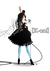 Rule 34 | 00s, 1girl, akiyama mio, bad id, bad pixiv id, bass guitar, black hair, blue eyes, blue pantyhose, don&#039;t say &quot;lazy&quot;, dress, guitar, hat, high heels, instrument, k-on!, long hair, microphone, microphone stand, mini hat, mini top hat, pantyhose, shoes, solo, top hat, ushi (ushi manji)