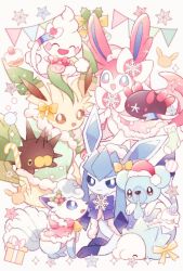 Rule 34 | :d, alolan form, alolan vulpix, banner, blue eyes, bow, brown eyes, candy, candy cane, closed mouth, clothed pokemon, creatures (company), cubchoo, closed eyes, food, game freak, gen 4 pokemon, gen 5 pokemon, gen 6 pokemon, gen 7 pokemon, gen 8 pokemon, glaceon, hat, clothed pokemon, highres, leafeon, litwick, moco font, nintendo, no humans, open mouth, pincurchin, pink bow, pokemon, pokemon (creature), pyukumuku, red headwear, ribbon, santa hat, smile, snom, sparkle, sylveon, vanillite, yellow ribbon