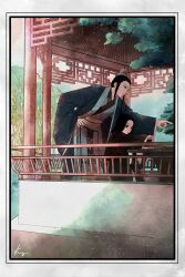 Rule 34 | 2boys, architecture, black hair, board game, border, changpao, child, chinese clothes, coat, day, east asian architecture, eishou (juuni kokuki), from outside, from side, gazebo, go (board game), hand on own hip, hanfu, highres, holding, juuni kokuki, kuz (kzmmmy), lattice, leaning forward, light particles, long sleeves, looking ahead, male focus, medium hair, multiple boys, outstretched arm, parted hair, playing games, pointing, railing, sidelocks, signature, sitting, table, taiki (juuni kokuki), updo, wide sleeves, xiao guan (headdress)