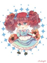 Rule 34 | 1girl, blue dress, blue eyes, bow, dress, highres, poppy (poppyplaytime), poppy playtime, poppy playtime (character), red hair, ribbon, twintails