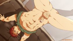 Rule 34 | 1boy, abs, anus, ass, bottomless, censored, character request, copyright request, flaccid, headstand, male focus, muscular, nukobaooo, penis, red hair, solo, steam, sweat, testicles, upside-down