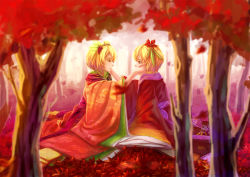 Rule 34 | 2girls, aki minoriko, aki shizuha, alternate costume, alternate headwear, autumn, bad id, bad pixiv id, blonde hair, blurry, depth of field, floral print, food, fruit, grapes, hair ornament, hairband, hand on another&#039;s cheek, hand on another&#039;s face, highres, japanese clothes, kimono, leaf, leaf hair ornament, maple leaf, multiple girls, nature, red eyes, short hair, siblings, sisters, touhou, tree, wide sleeves, wingedleek, yuri