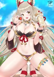 Rule 34 | 1girl, absurdres, adapted costume, alternate breast size, animal ears, bikini, breasts, chest jewel, cleavage, facial mark, highleg, highleg leotard, highres, kaos art, leotard, long hair, low twintails, medium breasts, nia (blade) (xenoblade), nia (xenoblade), swimsuit, thighs, toes, twintails, very long hair, xenoblade chronicles (series), xenoblade chronicles 2, yellow eyes