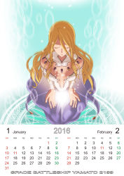 Rule 34 | 10s, 1girl, 2016, bad id, bad pixiv id, blonde hair, calendar, closed eyes, from above, highres, long hair, see-through, skin tight, solo, starsha, supe (yuusyasupepen), uchuu senkan yamato, uchuu senkan yamato 2199