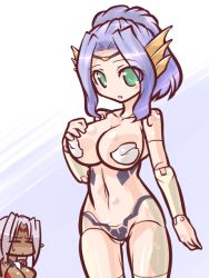 Rule 34 | 10s, blue hair, breasts, busou shinki, darui hito, doll joints, graffias, green eyes, ianeira, joints, large breasts, white hair
