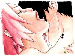 Rule 34 | close-up, couple, haruno sakura, licking, nami86, naruto, naruto (series), uchiha sasuke