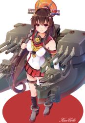 Rule 34 | 10s, 1girl, copyright name, kantai collection, long hair, looking at viewer, rigging, simple background, smile, solo, suishin tenra, suitenjh, umbrella, very long hair, yamato (kancolle)