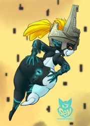 Rule 34 | 1girl, absurdres, anus, ass, ass grab, back, blonde hair, cleft of venus, colored sclera, colored skin, colorized, floating, from behind, full body, helmet, highres, huge ass, legs, looking back, midna, monster girl, multicolored skin, nintendo, nude, pointy ears, ponytail, presenting, presenting anus, pussy, red eyes, smile, soles, solo, soubriquetrouge, spread anus, the legend of zelda, the legend of zelda: twilight princess, thick thighs, thighs, two-tone skin, uncensored, yellow sclera