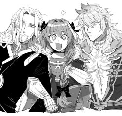 Rule 34 | + +, 3boys, armor, astolfo (fate), bad id, bad twitter id, beard, boy sandwich, braid, facial hair, fang, fate/apocrypha, fate (series), gauntlets, greyscale, hair ribbon, long hair, looking at viewer, male focus, monochrome, monochrome, multiple boys, nogamichi, open mouth, ribbon, sandwiched, siegfried (fate), single braid, smile, trap, vlad iii (fate/apocrypha)