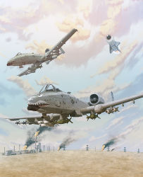 Rule 34 | a-10 thunderbolt ii, aerial bomb, agm-65 maverick, aim-9 sidewinder, air-to-air missile, air-to-surface missile, aircraft, airplane, anti-tank guided missile, anti-tank missile, attack aircraft, autocannon, cannon, close air support, cloud, cloudy sky, commission, destruction, earasensha, engine, explosion, factory, fairchild republic, fire, ford aerospace, gatling gun, gau-8 avenger, general-purpose bomb, general dynamics, general electric, guided bomb, gunship, highres, laser-guided bomb, lockheed martin, loral corporation, military, military vehicle, missile, multiple-barrel firearm, oil refinery, original, paveway, precision-guided munition, raytheon company, raytheon missile systems, raytheon missiles &amp; defense, raytheon technologies, rotary cannon, skeb commission, sky, smoke, texas instruments, vehicle focus, war