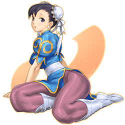 Rule 34 | 1girl, black hair, boots, bracelet, breasts, bun cover, capcom, china dress, chinese clothes, chun-li, double bun, dress, hair bun, iyokawa, jewelry, large breasts, legs, md5 mismatch, pantyhose, pelvic curtain, resolution mismatch, solo, source smaller, spiked bracelet, spikes, street fighter, thick thighs, thighs