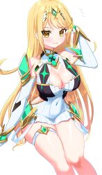 Rule 34 | absurdres, blonde hair, breasts, cleavage, highres, large breasts, mythra (xenoblade), puyosmly, skindentation, xenoblade chronicles (series), xenoblade chronicles 2, yellow eyes