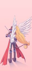 Rule 34 | 1boy, armor, digimon, digimon (creature), duftmon, highres, holding, holding sword, holding weapon, rapier, royal knights, solo, sword, tail, weapon, wings