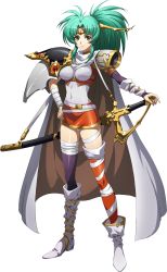 Rule 34 | absurdres, angelina (langrisser), armor, asymmetrical footwear, asymmetrical legwear, hand on own hip, highres, holding, holding sword, holding weapon, langrisser, langrisser iv, leotard, mismatched legwear, official art, pauldrons, sheath, sheathed, shoulder armor, solo, standing, sword, tagme, thighhighs, transparent background, uneven footwear, weapon
