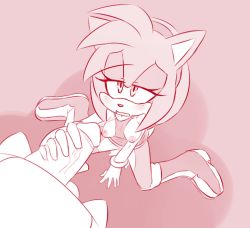 Rule 34 | 1girl, amy rose, boots, breasts, furry, handjob, hearlesssoul, nipples, open mouth, penis, sonic (series), uncensored