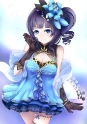 Rule 34 | 1girl, absurdres, alternate hairstyle, artist name, artist request, asaka karin, bare legs, bare shoulders, black gloves, black ribbon, blue detached collar, blue dress, blue eyes, blue flower, blue hair, blue skirt, blush, bracelet, breasts, celebrity in blue (love live!), cleavage, cleavage cutout, clothing cutout, collarbone, collared dress, dark blue hair, dress, drill hair, female focus, flower, frilled dress, frilled skirt, frilled sleeves, frills, gloves, hair flower, hair ornament, highres, jewelry, lace, lace-trimmed gloves, lace trim, long hair, looking at viewer, love live!, love live! nijigasaki high school idol club, love live! school idol festival, love live! school idol festival all stars, medium breasts, miniskirt, mole, mole on body, mole on breast, parted lips, pearl bracelet, plaid, plaid dress, plaid skirt, pleated, pleated dress, pleated skirt, ribbon, ribbon-trimmed legwear, ribbon trim, short hair, side ponytail, skirt, sleeveless, sleeveless dress, smile, solo