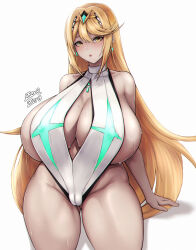 Rule 34 | 1girl, blonde hair, breasts, highres, huge breasts, mythra (xenoblade), tagme, xenoblade chronicles (series), xenoblade chronicles 2, zer0.zer0