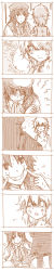 Rule 34 | 2girls, aged down, bad id, bad pixiv id, comic, grin, highres, hong meiling, izayoi sakuya, long image, looking at another, monochrome, multiple girls, outdoors, scarlet devil mansion, sepia, silent comic, smile, tall image, touhou, yagimiwa