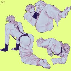Rule 34 | 1boy, all fours, ass, birthmark, book, bracelet, chain12123871, closed mouth, dio brando, feet, full body, head rest, highres, holding, holding book, jewelry, joestar birthmark, jojo no kimyou na bouken, long hair, male focus, multiple views, muscular, muscular male, nipples, pectorals, reading, revealing clothes, skirt, soles, toes, vampire