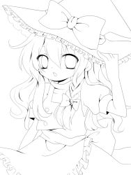 Rule 34 | 1girl, bad id, bad pixiv id, braid, female focus, greyscale, hat, highres, kirisame marisa, lineart, long hair, looking at viewer, monochrome, solo, touhou, witch, witch hat, yumemomosaka
