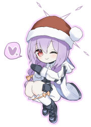 Rule 34 | 1girl, atsuko (blue archive), blue archive, chibi, hat, heart, highres, one eye closed, santa hat, solo, twitter, walter (diereinewelt), white background