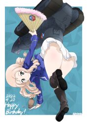 Rule 34 | 1girl, 9s0ykoyama117, girls und panzer, hand fan, highres, holding, holding fan, looking at viewer, solo