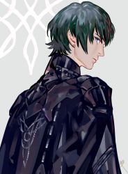 Rule 34 | 1boy, armor, ascot, blue eyes, blue hair, byleth (fire emblem), byleth (male) (fire emblem), cape, fire emblem, fire emblem: three houses, looking at viewer, male focus, nintendo, saiga tokihito, short hair, simple background, solo, white background