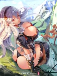 Rule 34 | 1girl, absurdres, armor, ass, black armor, black panties, black thighhighs, blurry, breasts, butt crack, cleavage, corrin (female) (fire emblem), corrin (fire emblem), depth of field, fire emblem, fire emblem fates, fire emblem if, hair between eyes, highres, huge filesize, large breasts, long hair, mirai hikari, nintendo, paid reward available, panties, pointy ears, red eyes, sitting, solo, thighhighs, thighs, thong, underwear, very long hair, white hair