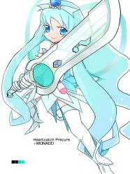 Rule 34 | 10s, 1girl, bad id, bad pixiv id, blue eyes, blue hair, blue theme, copyright name, cure marine, cure marine (super silhouette), elbow gloves, full body, gloves, heart, heartcatch precure!, high heels, kurumi erika, long hair, magical girl, matching hair/eyes, nephilimax, nintendo, precure, ribbon, shoes, simple background, skirt, smile, solo, sword, thighhighs, tiara, weapon, xenoblade chronicles (series)