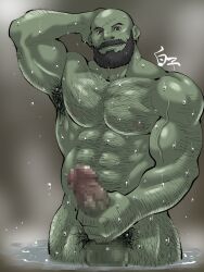 Rule 34 | 1boy, abs, arm hair, armpit hair, armpits, warrior of light (ff14), bald, bara, beard, censored, chest hair, commission, completely nude, erection, facial hair, final fantasy, final fantasy xiv, hairy, highres, large pectorals, large penis, leg hair, looking at viewer, male focus, male masturbation, male pubic hair, masturbation, mature male, mosaic censoring, muscular, muscular male, mustache, nipples, nude, pectorals, penis, pubic hair, roegadyn, shirako (kirupi), short hair, skeb commission, solo, stitches, stomach, testicles, thick thighs, thighs, veins, veiny penis, wet