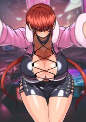 Rule 34 | 1girl, breasts, large breasts, red hair, shermie (kof), smile, solo, the king of fighters, the king of fighters xv
