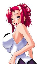 Rule 34 | 00s, 1girl, breasts, glasses, impossible clothes, impossible shirt, kazami mizuho, large breasts, naughty face, nishimo, onegai teacher, pince-nez, red hair, shirt, solo