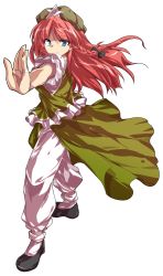 Rule 34 | 1girl, alphes (style), braid, dairi, full body, highres, hong meiling, long hair, parody, red hair, smile, solo, star (symbol), style parody, touhou, transparent background