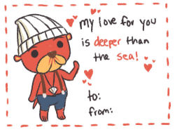 Rule 34 | animal crossing, border, english text, flabbeycrossing, lowres, nintendo, otter, pascal (animal crossing), red border, standing, valentine card, white background