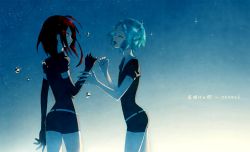 Rule 34 | 2others, ahoge, androgynous, aqua hair, bad id, bad twitter id, cinnabar (houseki no kuni), closed eyes, colored eyelashes, elbow gloves, gem uniform (houseki no kuni), gloves, houseki no kuni, k22968982, looking at another, mercury (element), multiple others, nail polish, necktie, phosphophyllite, red eyes, red hair, short hair, sky, smile, sparkle, star (sky), starry sky, wide-eyed