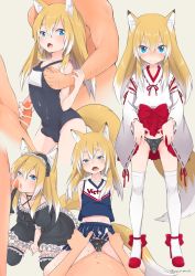 Rule 34 | 3boys, anal, animal ears, ankle strap, black legwear, blonde hair, blue eyes, blush, bow, boy on top, bulge, censored, chastity cage, cheerleader, clothes lift, crossdressing, cum, detached sleeves, dress, dress lift, ejaculating while penetrated, ejaculation, erection, erection under clothes, fangs, fellatio, fox ears, fox tail, frilled dress, frilled legwear, frills, gothic lolita, handjob, high heels, highres, japanese clothes, lifting own clothes, lolita fashion, long hair, male focus, male penetrated, masturbation, miko, multicolored hair, multiple boys, nude, one-piece swimsuit, oral, original, penis, pleated skirt, pocchipocchi, pov, puffy short sleeves, puffy sleeves, red footwear, sex, shoes, short sleeves, simple background, sitting, skirt, sleeveless, standing, strappy heels, swimsuit, tail, tears, thighhighs, trap, white hair, white legwear, yaoi
