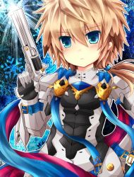 Rule 34 | 1boy, armor, chung seiker, deadly chaser (elsword), elsword, finger on trigger, gun, hair between eyes, handgun, male focus, pistol, rudia, scarf, solo, symbol-shaped pupils, tagme, weapon