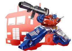 Rule 34 | 1boy, aiming, autobot, blue eyes, commission, gun, heyzan, highres, holding, holding gun, holding weapon, mecha, motor vehicle, no humans, optimus prime, robot, semi truck, skeb commission, solo, transformers, truck, weapon, white background