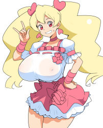 Rule 34 | 00s, blonde hair, breasts, cure peach, fresh precure!, huge breasts, long hair, magical girl, momozono love, precure, red eyes, smile, tamagoroo, twintails