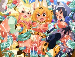 Rule 34 | 10s, 3girls, amashun, anal, anus, censored, clothed sex, common raccoon (kemono friends), cum, ejaculation, fennec (kemono friends), kemono friends, lolita channel, monster, multiple girls, pussy, rape, serval (kemono friends), tentacle sex, tentacles, vaginal