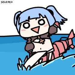 Rule 34 | 1girl, animated, animated gif, lowres, ocean, open mouth, seseren, triangle mouth, twintails