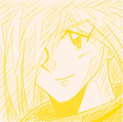 Rule 34 | 1boy, artist request, gourry gabriev, light smile, long hair, looking at viewer, lowres, male focus, monochrome, official style, portrait, slayers, solo
